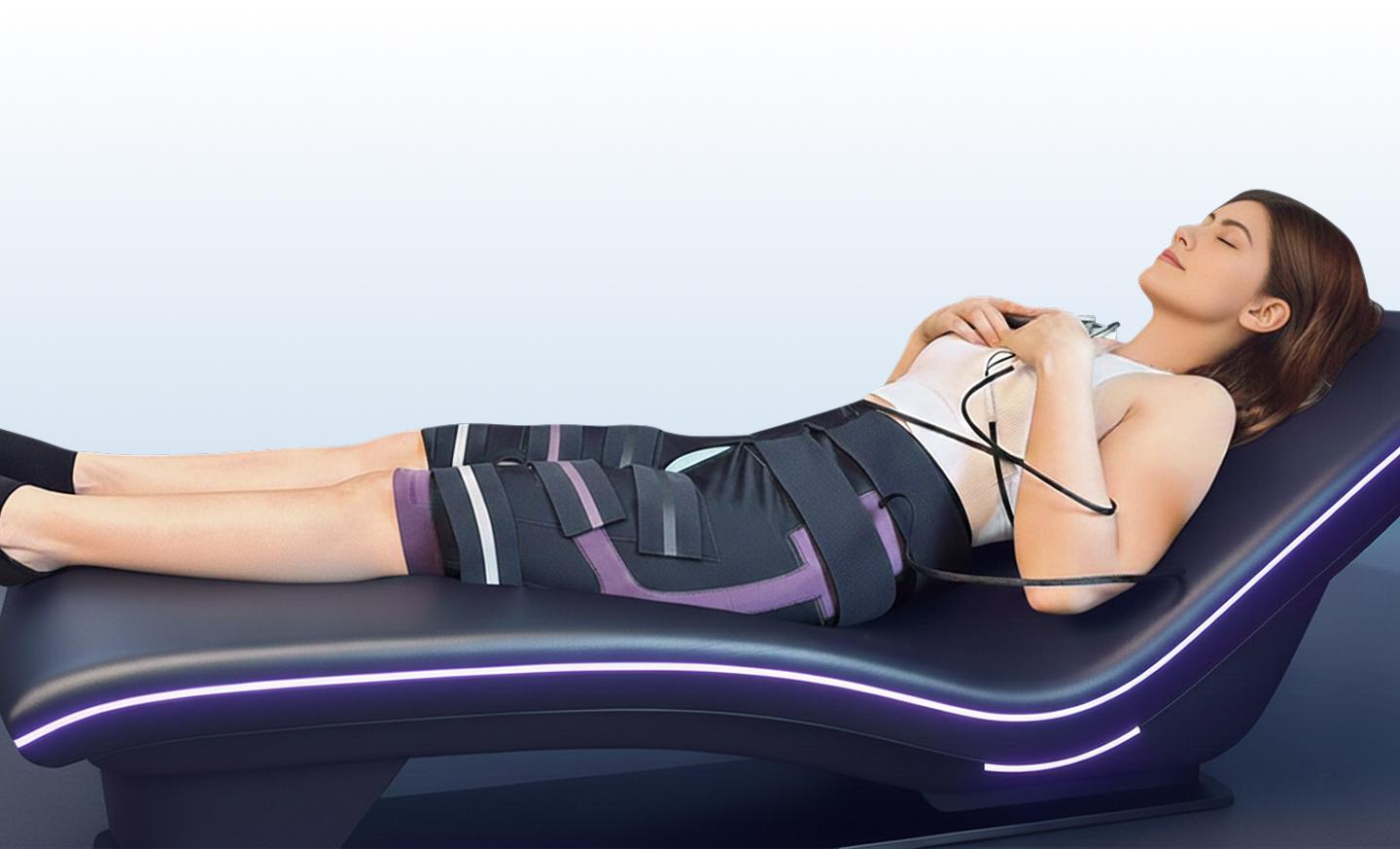 Patient using wearable therapy while resting
